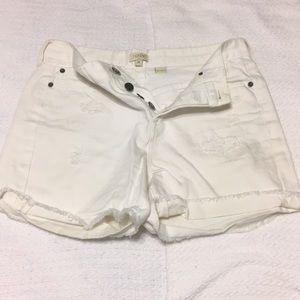 Button fly Jcrew white denim shorts
